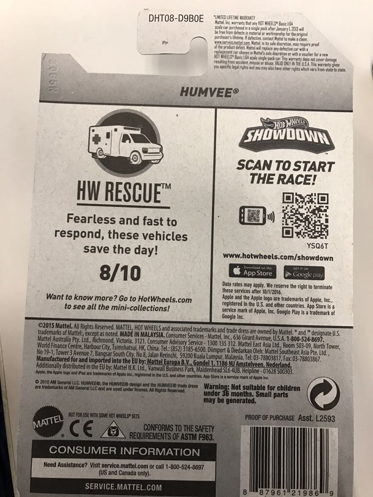 Humvee - 2016 HW Rescue toy car collectible - Main Image 2