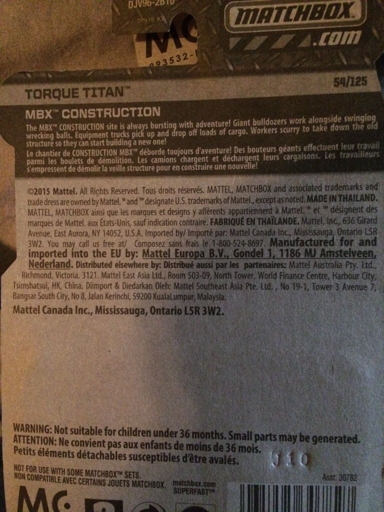 Matchbox Tourque Titan - 2015 MBX Construction toy car collectible - Main Image 2