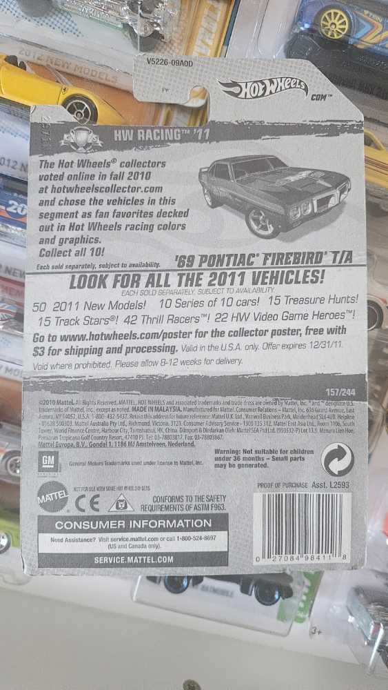 7/10 ’69 Pontiac Firebird T/A - 2011 - HW Racing™️ toy car collectible - Main Image 2