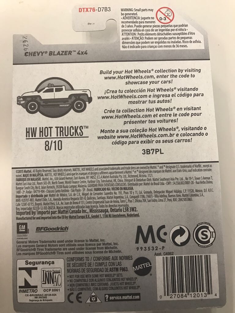 Chevy Blazer 4x4 - ’17 HW Hot Trucks toy car collectible - Main Image 2