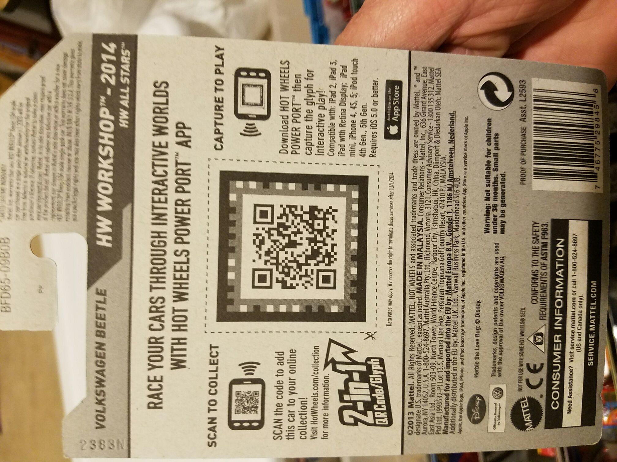 Volkswagen Beetle (Love Bug) - 1969 Hot Wheels toy car collectible - Main Image 2