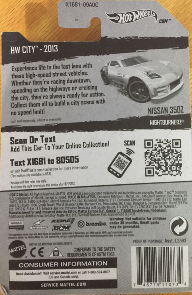 HW City Nissan 350Z - ’13 HW City toy car collectible - Main Image 2