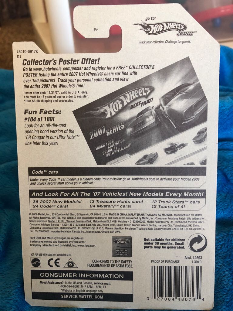 Hot Wheels 1968 Mercury Cougar - HOT WHEELS STARS toy car collectible - Main Image 2