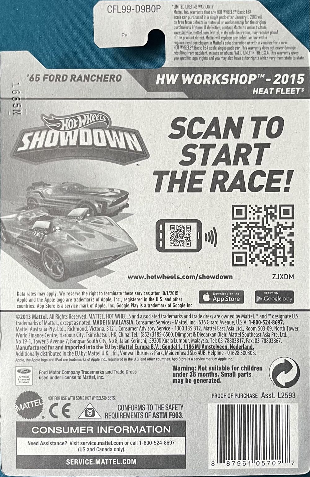 ‘65 Ford Ranchero - 2015 - HW Workshop - Heat Fleet toy car collectible - Main Image 2