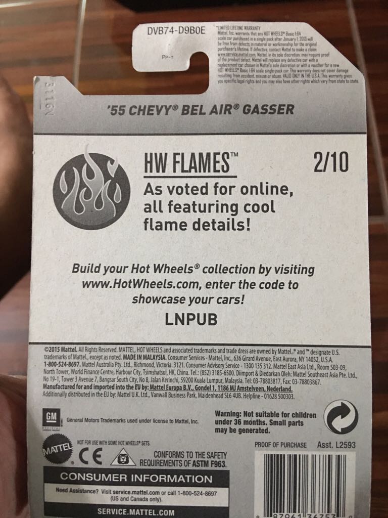 ’55 Chevy Bel Air Gasser Blue - HW Flames toy car collectible - Main Image 2