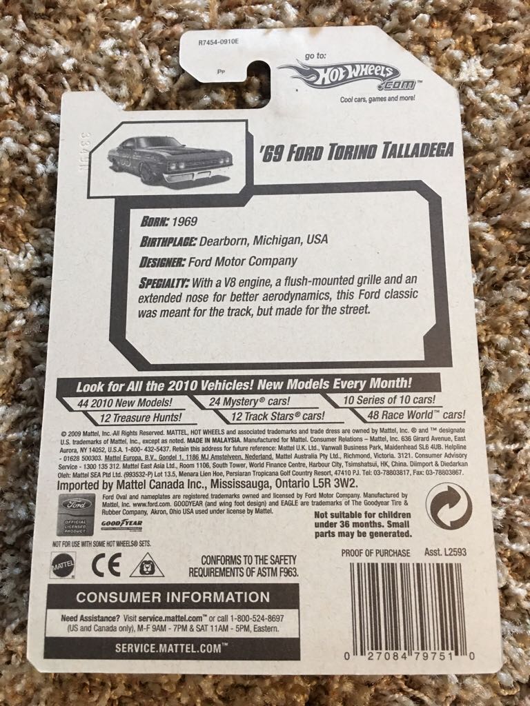 Ford Torino Talladega 1969 - HW 53rd Anniversary toy car collectible - Main Image 2