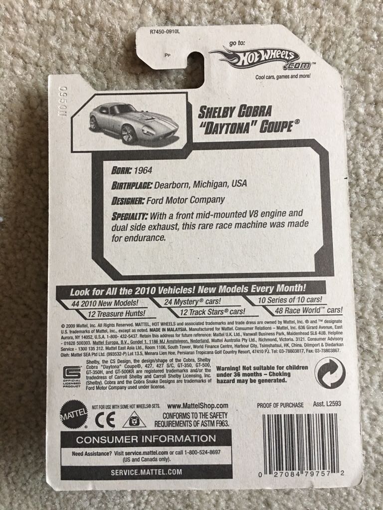 Shelby Cobra Daytona Coupe - 2010 Super Treasure Hunt toy car collectible - Main Image 2