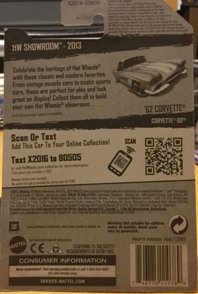 1962 Corvette X2016-09A0H - HW Showroom toy car collectible - Main Image 2