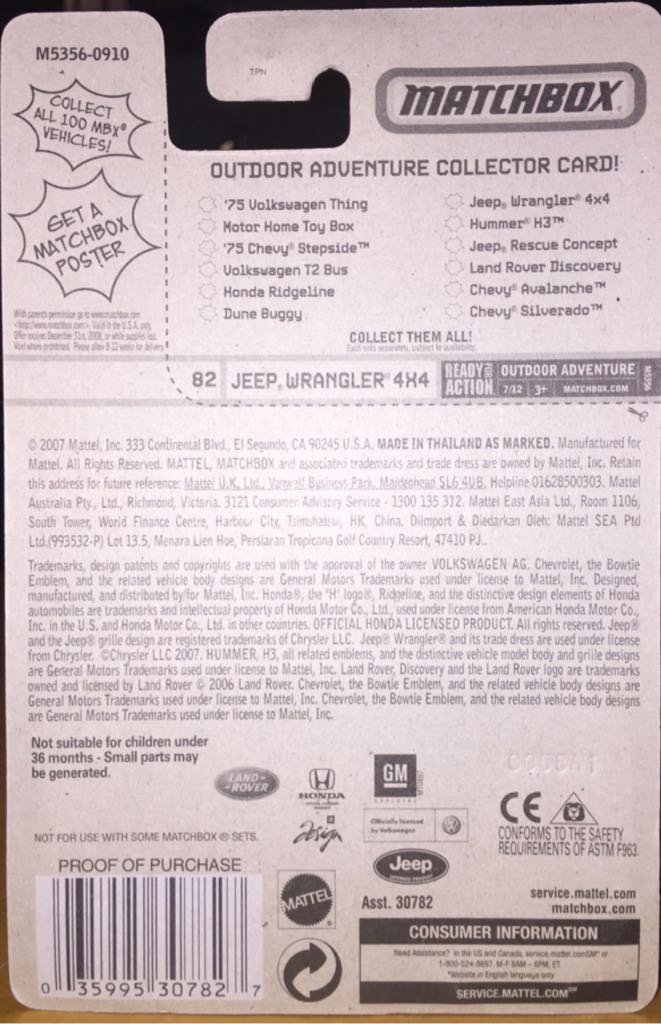 1982 Jeep Wrangler M5356-0910 - Outdoor Adventure toy car collectible - Main Image 2