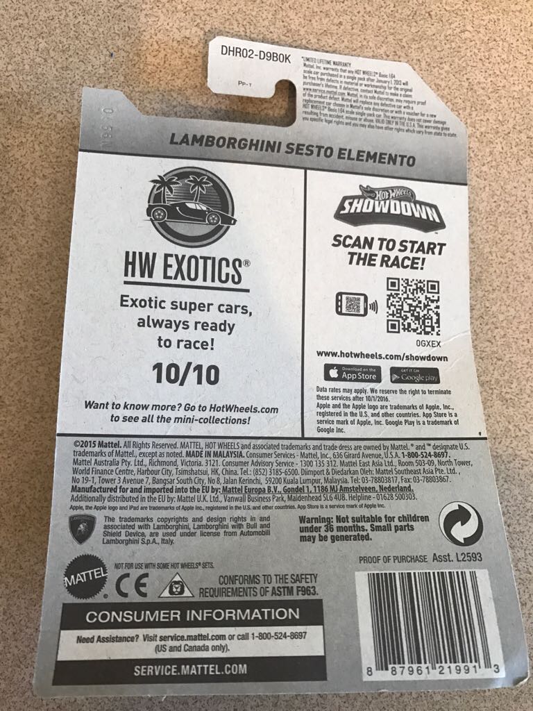 Lamborghini Sesto Elemento - ’15 HW Exotics toy car collectible - Main Image 2