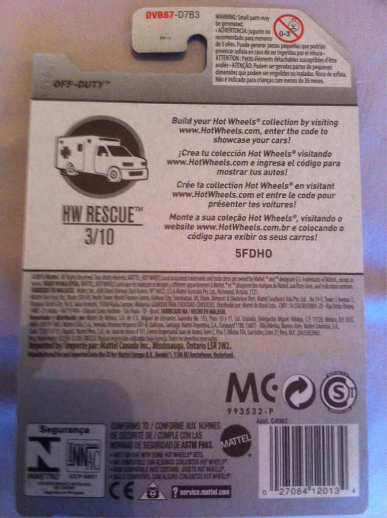 Off Duty - 2017 Rescue toy car collectible - Main Image 2