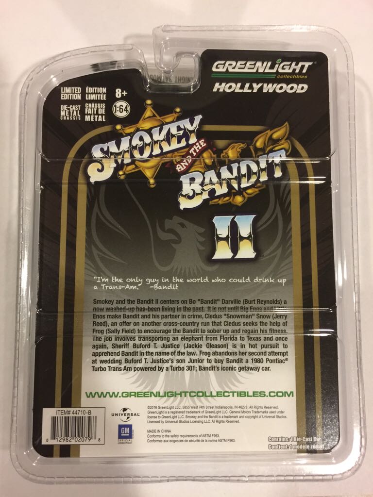 Bandit’s 1980 Pontiac T/A - Greenlight Collectibles Hollywood toy car collectible - Main Image 2