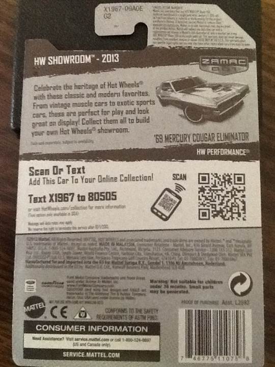 69 Mercury Cougar Eliminator - HW Showroom - HW Performance ’13 toy car collectible - Main Image 2