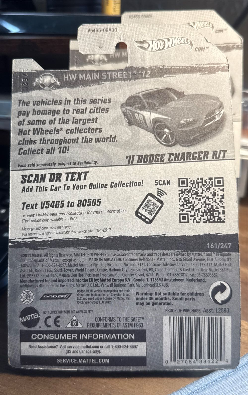 ’11 Dodge Charger R/T - Hw Main Street ’12 toy car collectible - Main Image 3