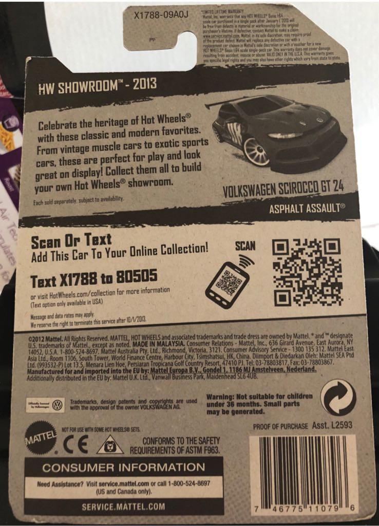 Volkswagon Scirocco 24 - HW Showroom toy car collectible - Main Image 2