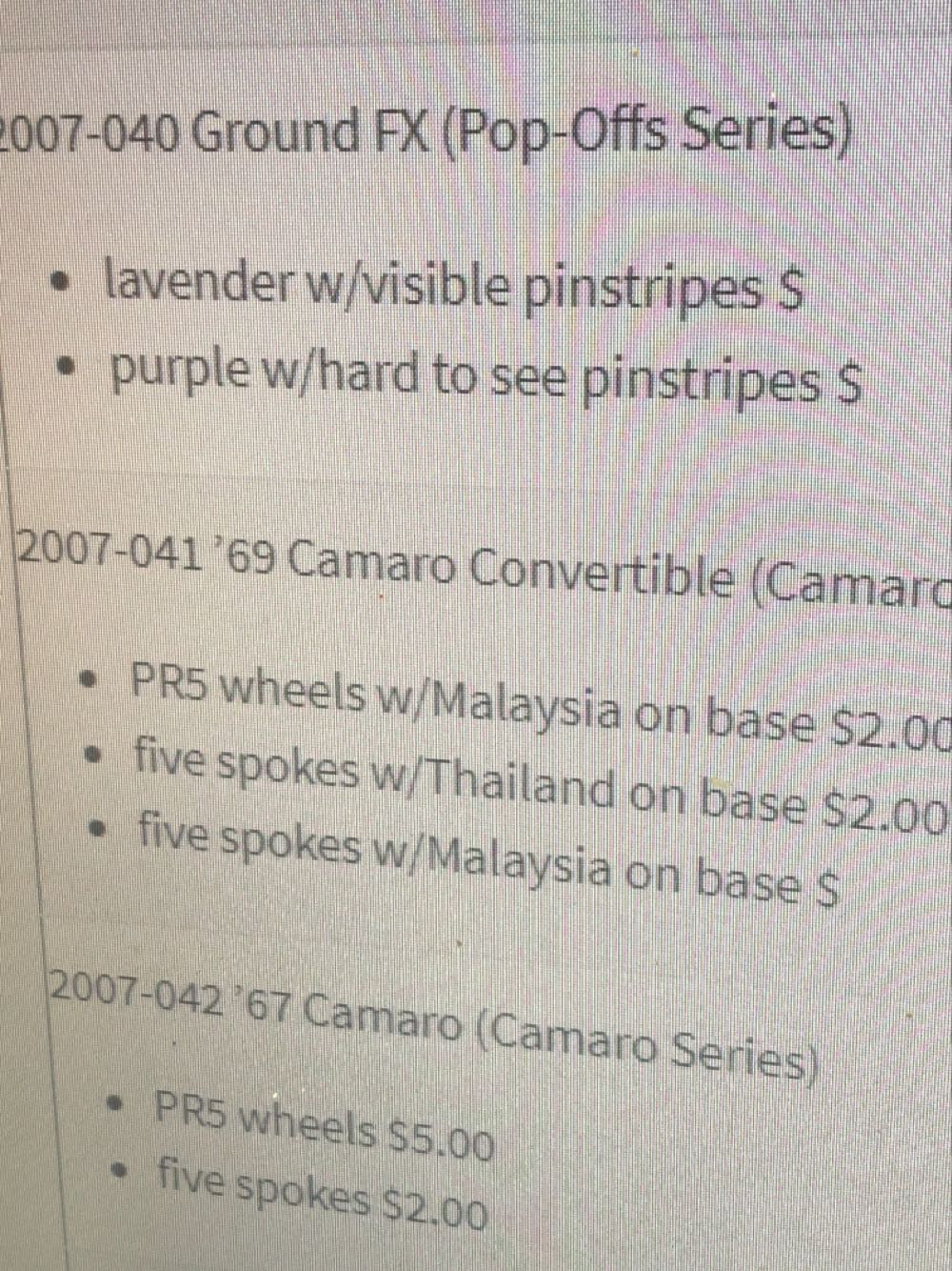 ’69 Camaro Convertible - 2007 Camaro Series toy car collectible - Main Image 3