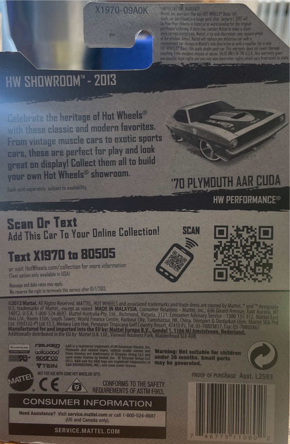 ’70 Plymouth AAR CUDA - HW Showroom - HW Performance toy car collectible - Main Image 3