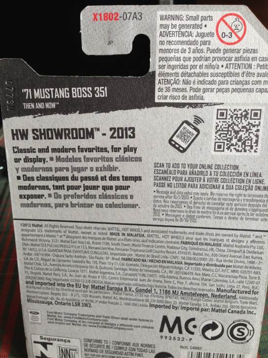 ’71 Mustang Boss 351 - 2013 HW Showroom - Then & Now toy car collectible - Main Image 2
