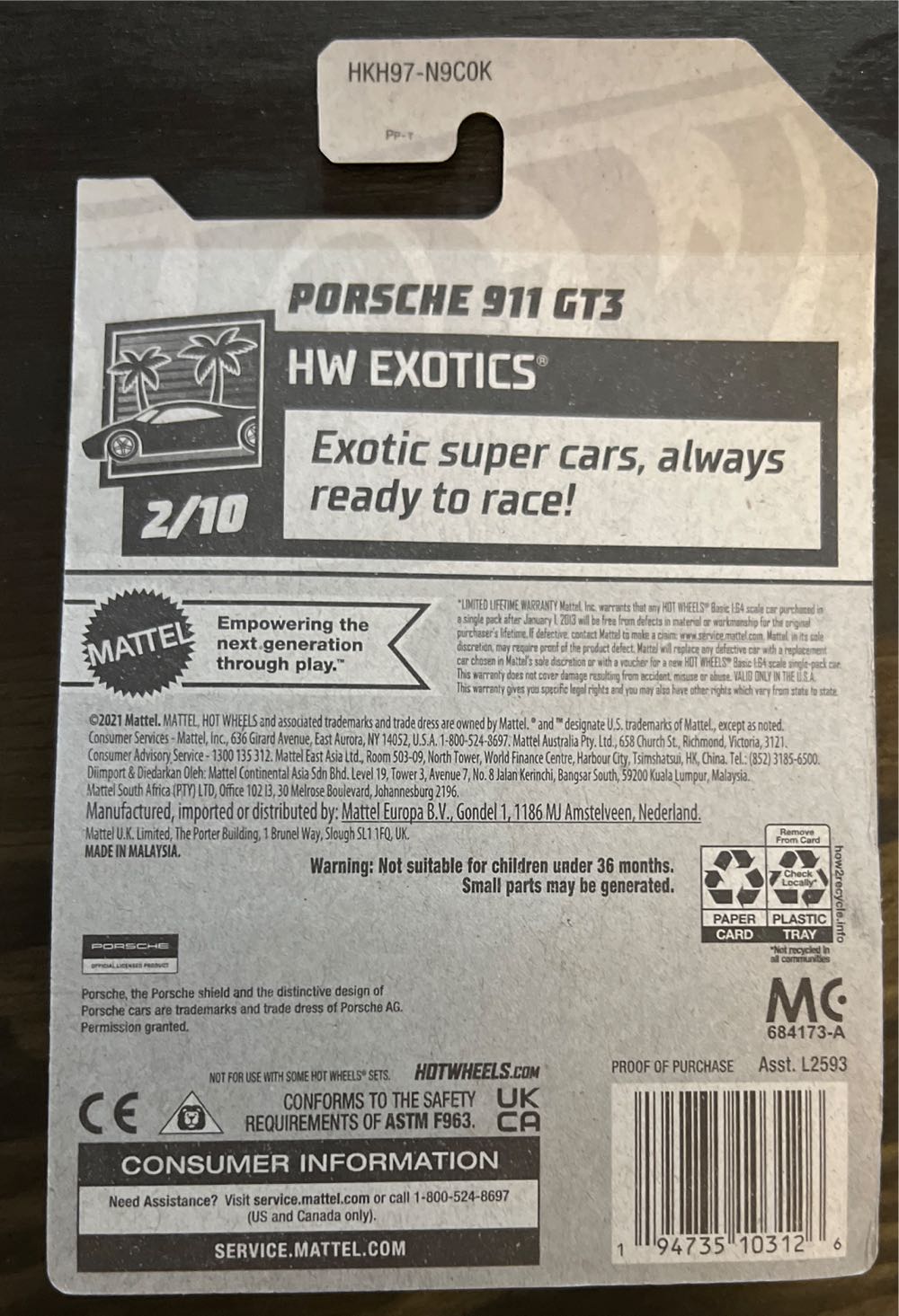 Porsche 911 GT3 - 2023-HW EXOTICS toy car collectible - Main Image 2