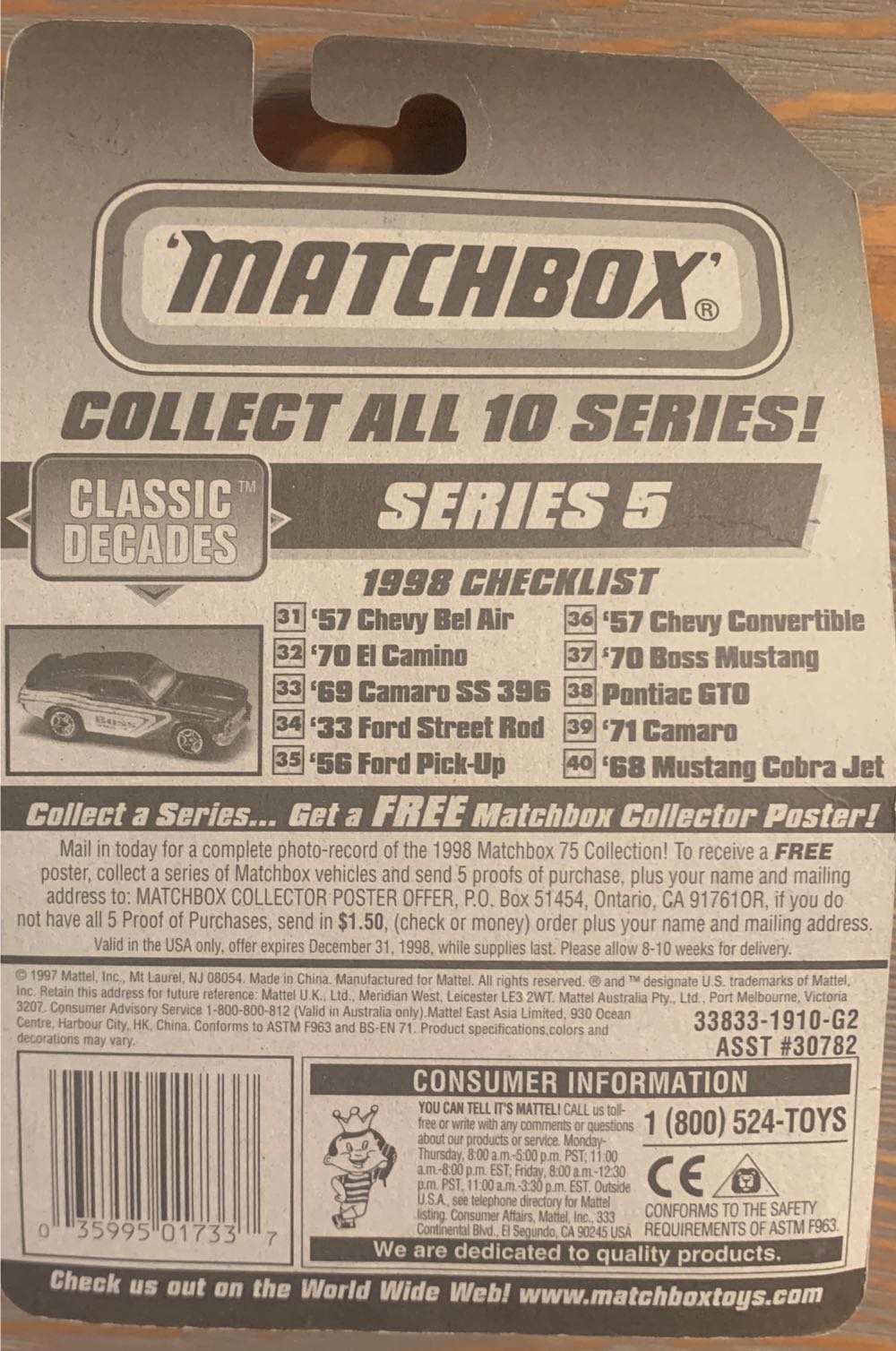 ‘69 Camaro SS 396 - Series 5 toy car collectible - Main Image 3