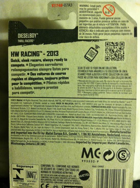 Dieselboy - 2013 HW Racing - Thrill Racers toy car collectible - Main Image 2