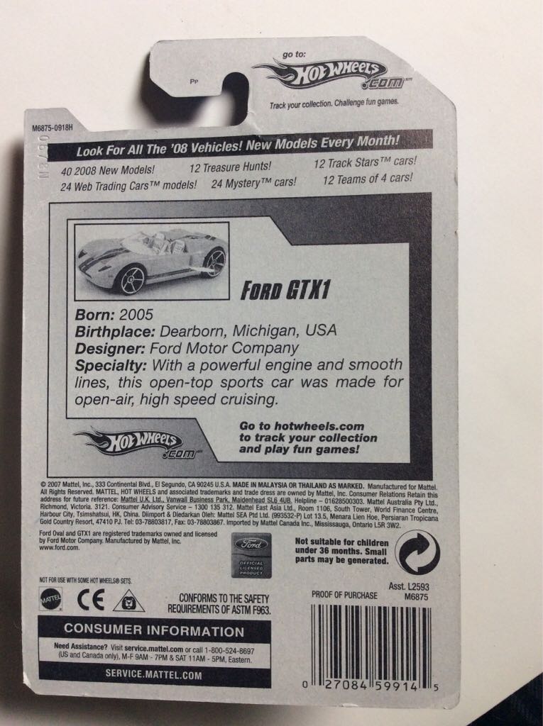 Ford GTX-1 - 2008 - HW Team Ford Racing toy car collectible - Main Image 2