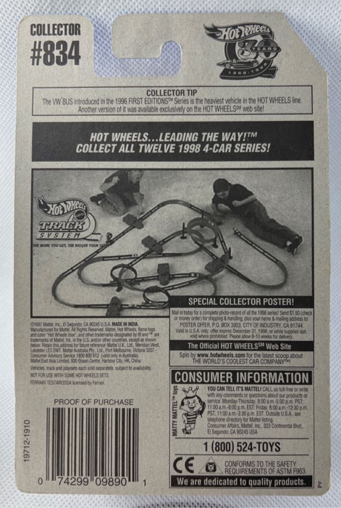 Ferrari Testarossa - Black - ’98 Mainline toy car collectible - Main Image 2