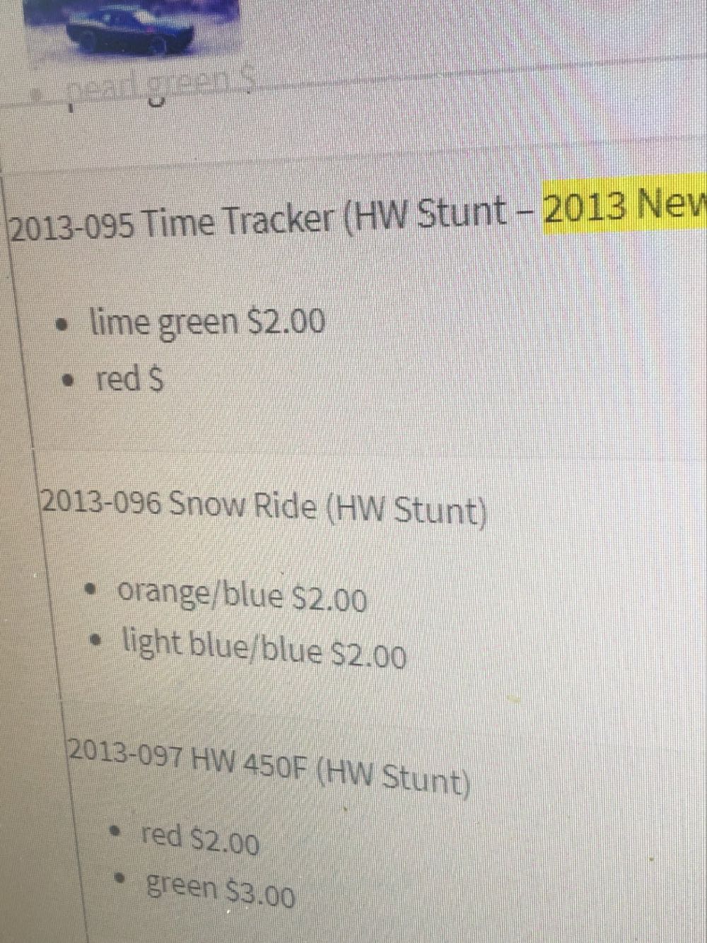 Time Tracker - HW Stunt - Road Rally ’13 toy car collectible - Main Image 3