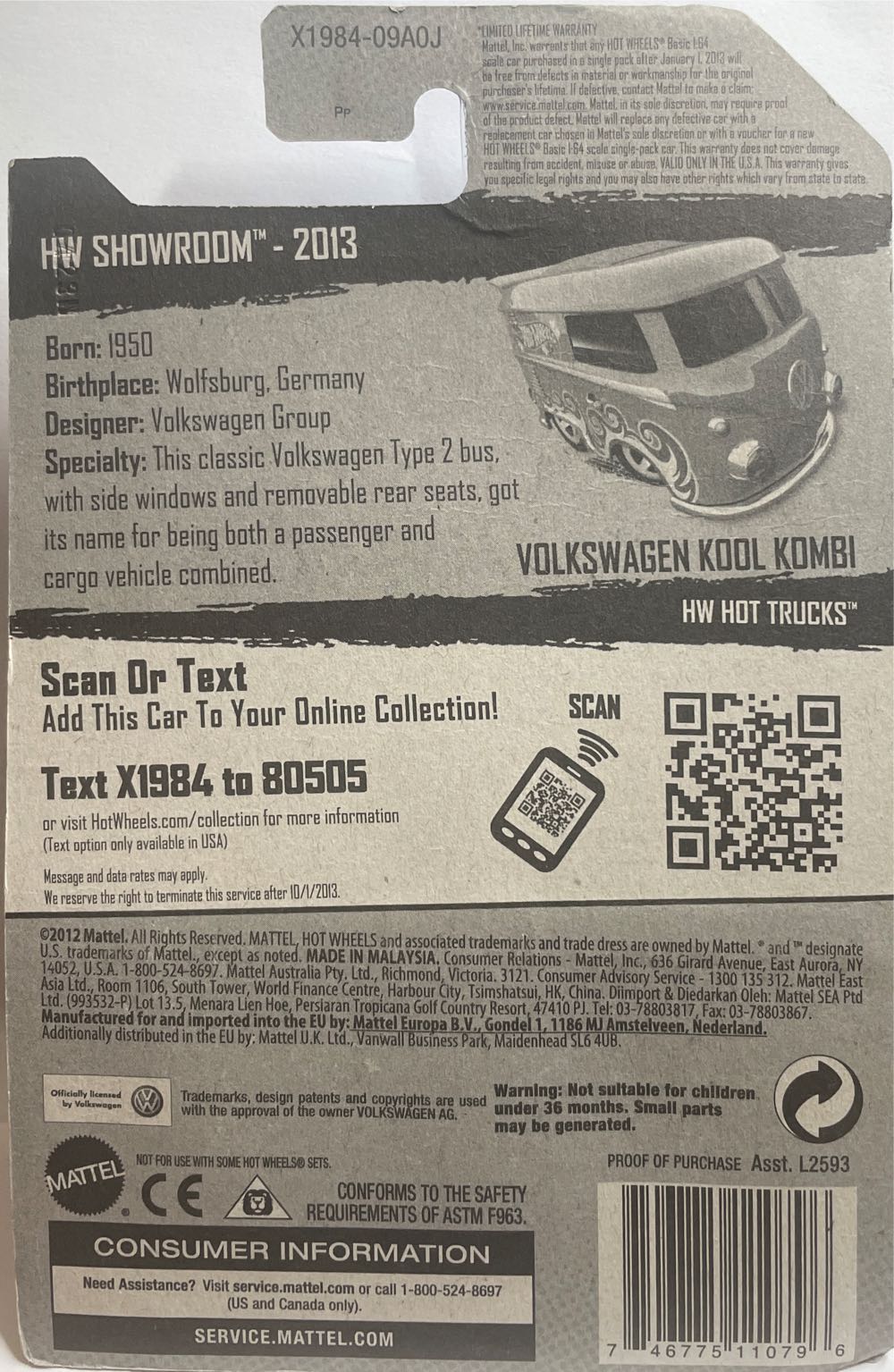 Volkswagen Kool Kombi - Hotwheels Showroom toy car collectible - Main Image 3