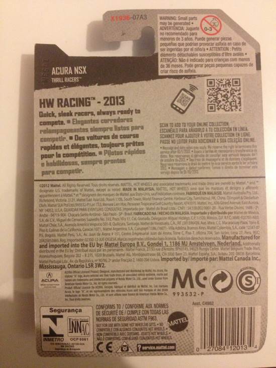 Acura Nsx - 2013 HW Racing - Thrill Racers toy car collectible - Main Image 2
