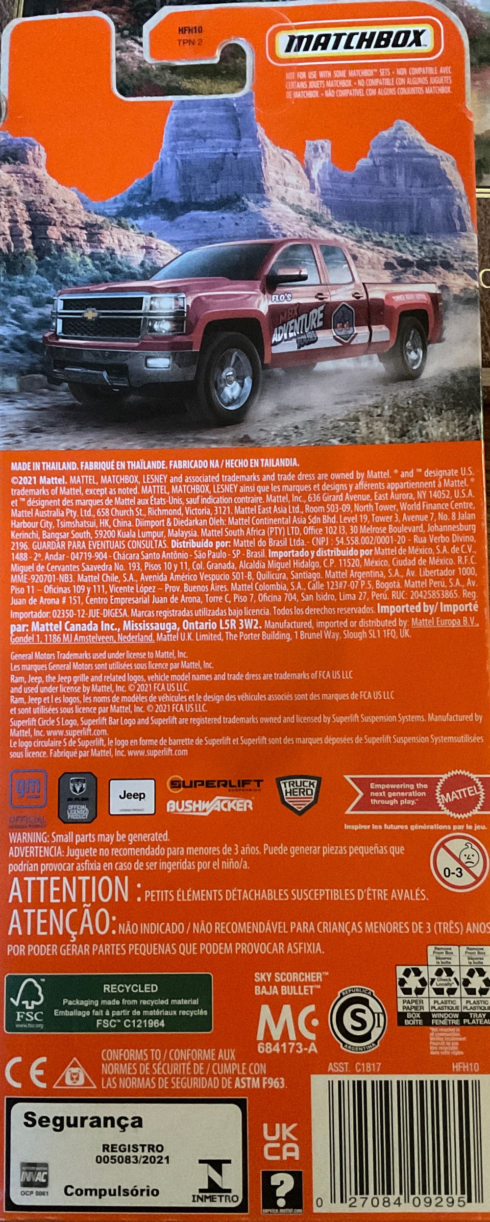 *Jeep Wrangler Superlift, Black & Orange - MBX Off Road 2022 toy car collectible - Main Image 3