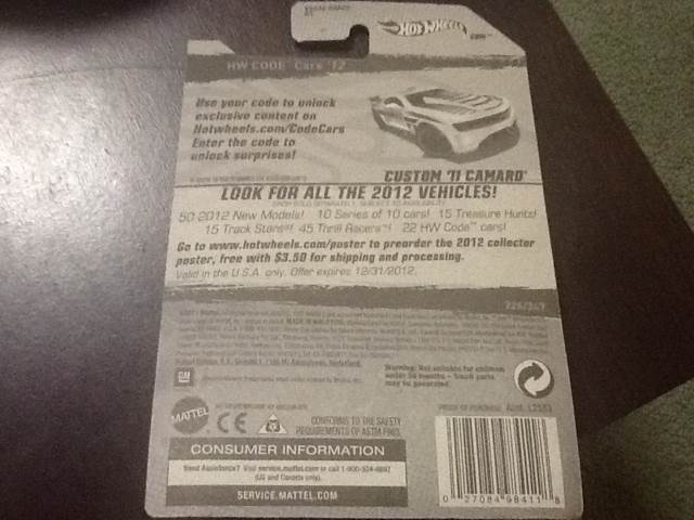 Custom 11 Camaro - 2012 Hw Code Cars toy car collectible - Main Image 2