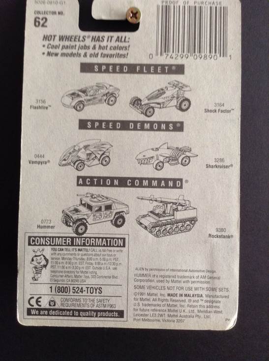 Alien - Blue Card toy car collectible - Main Image 2