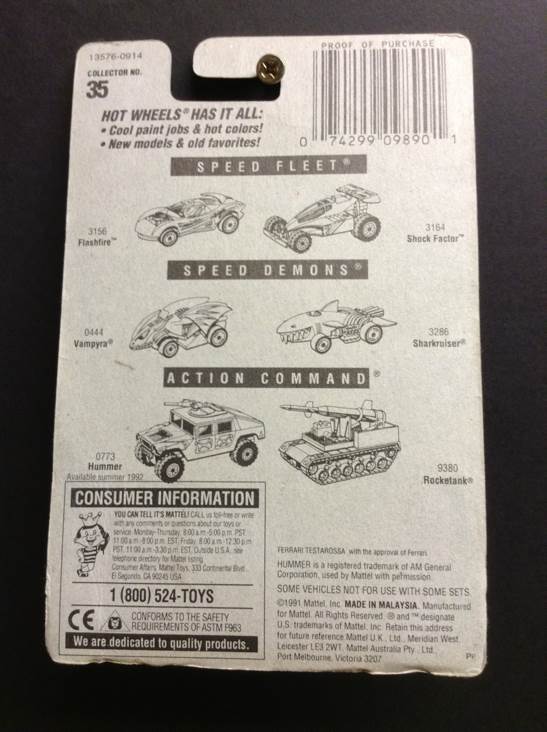 Ferrari Testarossa #35 - 0026 - 1996  - HW Gold Medal Speed™️ toy car collectible - Main Image 2