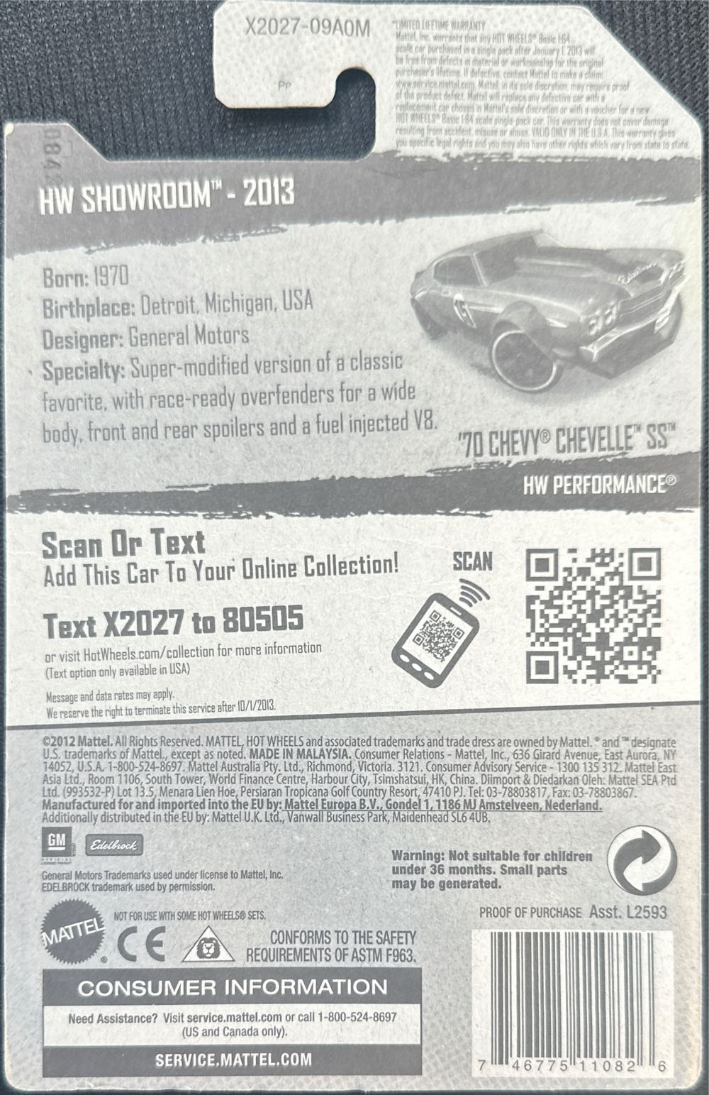 ’70 CHEVY CHEVELLE SS - HW Showroom: HW Performance toy car collectible - Main Image 2