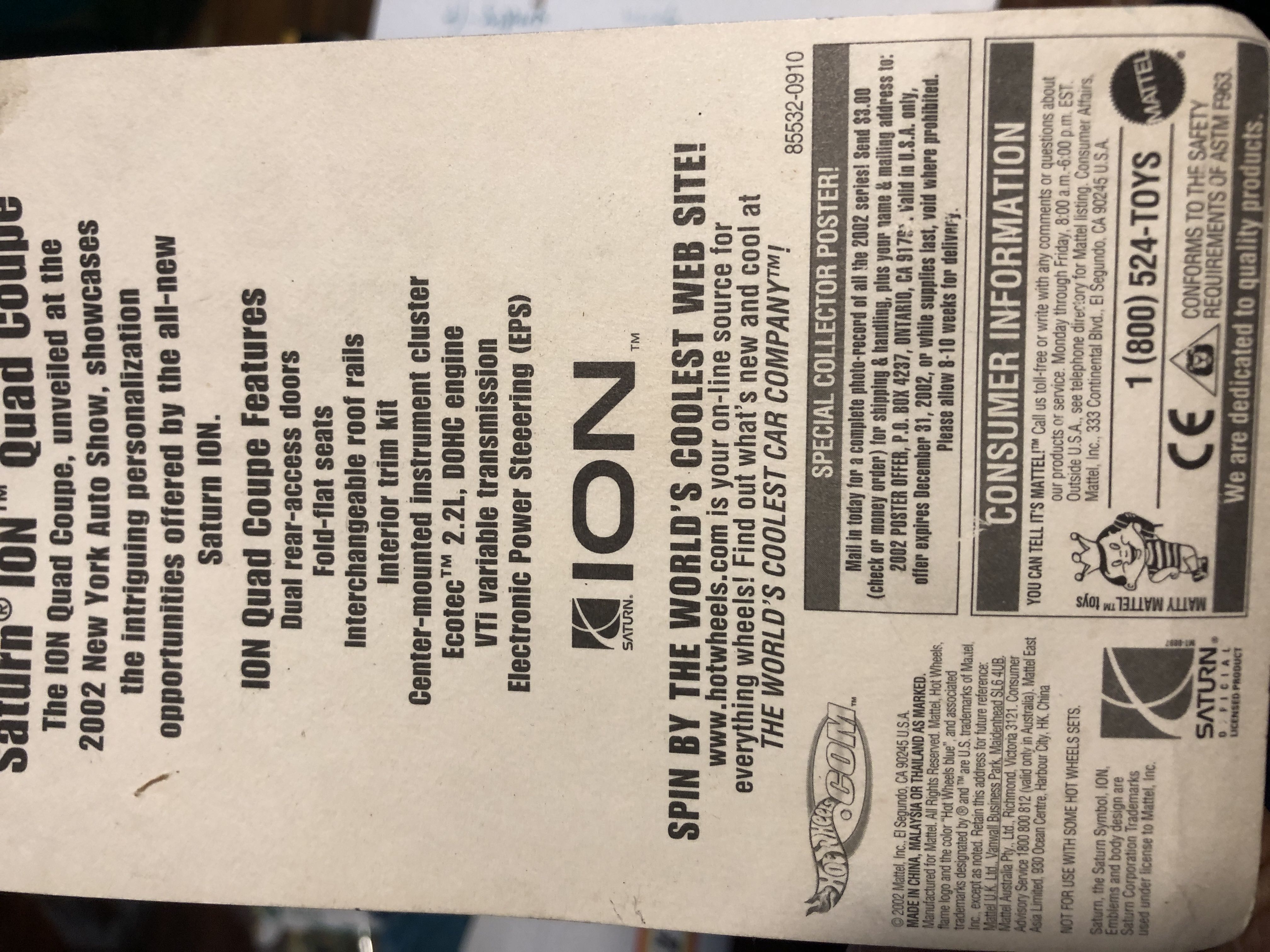 The Saturn ION Quad Coupe - Raptor Blast 5-pack toy car collectible - Main Image 2