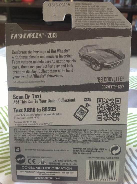 Chevrolet Corvette (’69) - HW Showroom - 2013 toy car collectible - Main Image 2