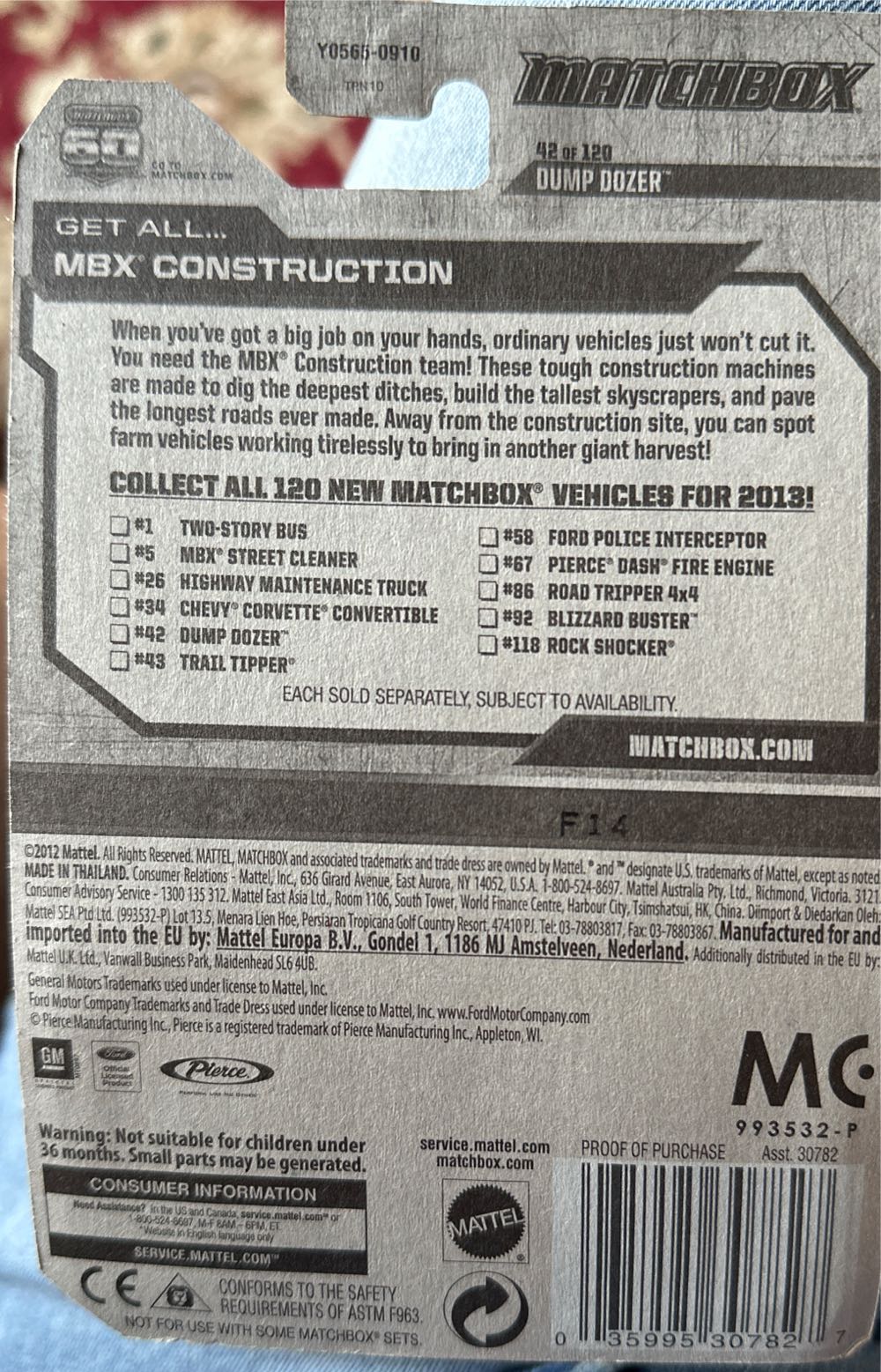 Matchbox Dump Dozer - MBX Construction toy car collectible - Main Image 2