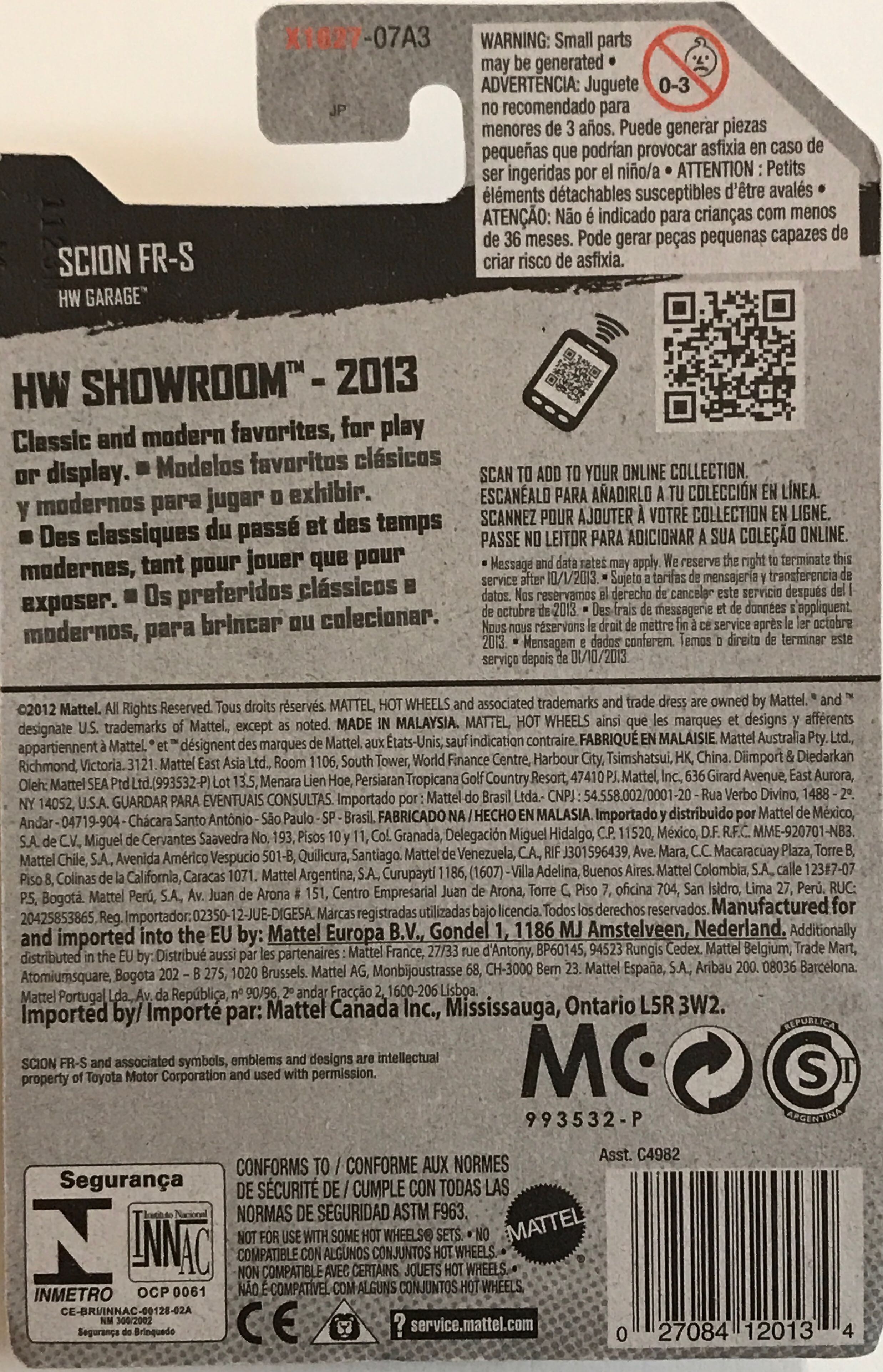 2012 Scion FR-S - HW Showroom: HW Garage toy car collectible - Main Image 2