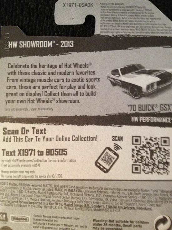 ’70 Buick GSX - 2013 - HW SHOWROOM - PERFORMANCE toy car collectible - Main Image 2