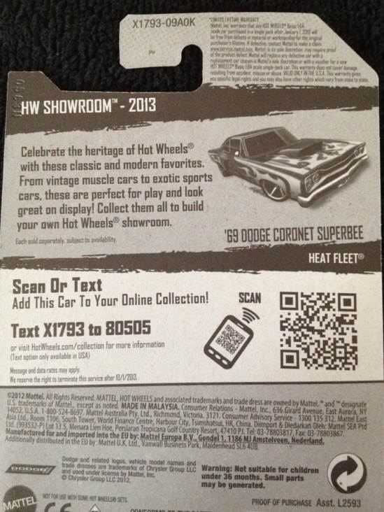 ’69 Dodge Coronet Superbee - 2012 HW Showroom - Heat Fleet ’12 toy car collectible - Main Image 2