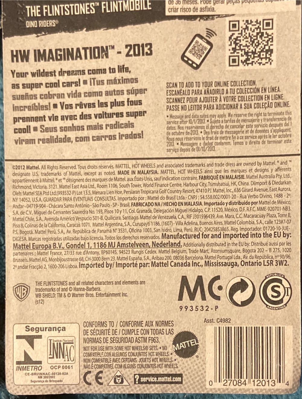 Flintstones Flintmobile - Hot Wheels toy car collectible - Main Image 3