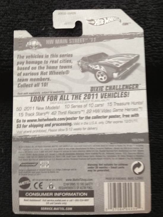 Dixie Challenger - HW Main Street ’11 toy car collectible - Main Image 2