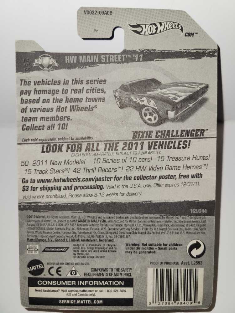 Dixie Challenger - HW Main Street ’11 toy car collectible - Main Image 4