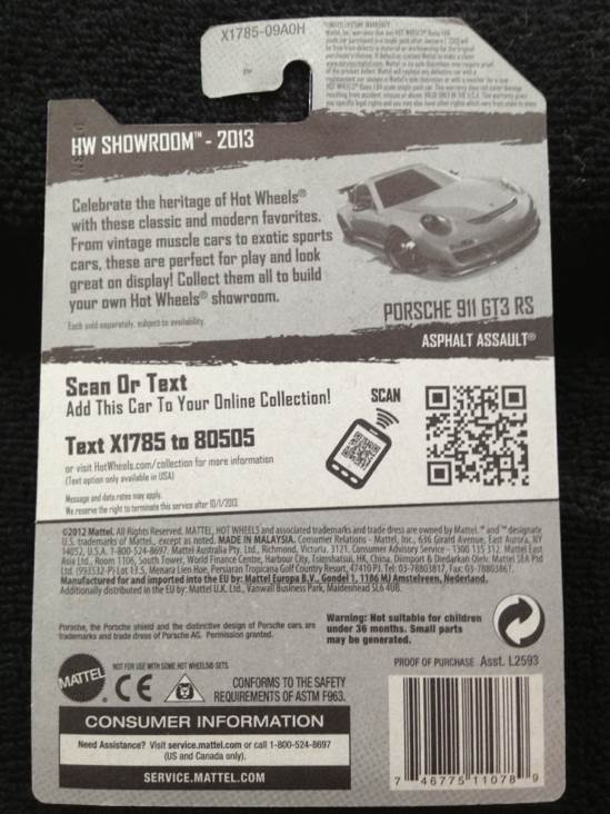 Porsche 911 GT3 RS - 2013 - HW Showroom - Asphalt Assault toy car collectible - Main Image 2