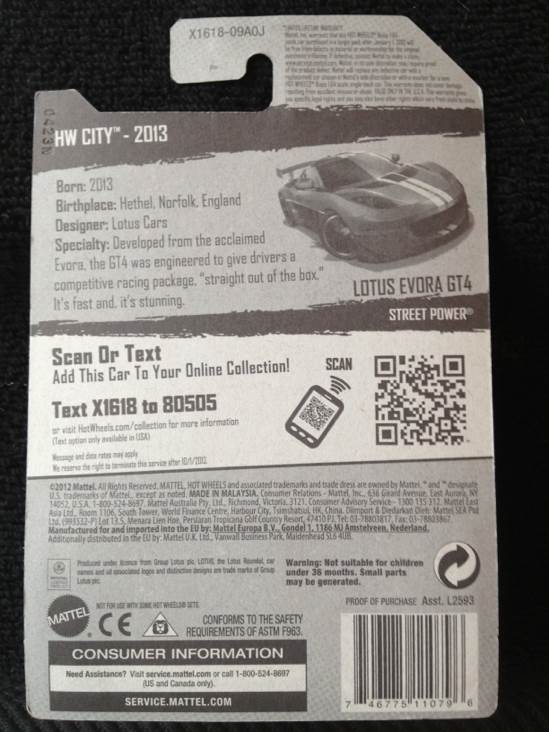 Lotus Evora GT4 - 2013 HW City - Street Power toy car collectible - Main Image 2