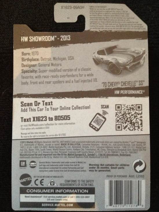 ‘70 Chevy Chevelle SS - 2013 - HW Showroom - HW Performance toy car collectible - Main Image 2