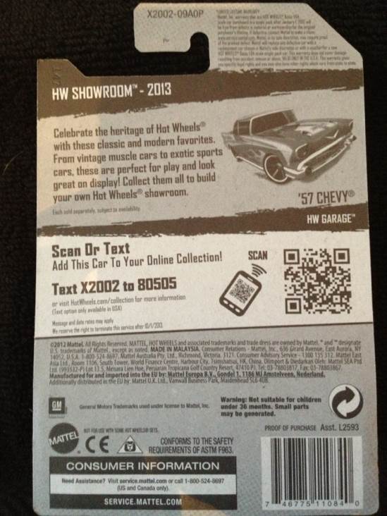 ’57 Chevy - ’13 HW Showroom toy car collectible - Main Image 2