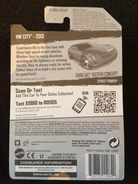 Cadillac Sixteen Concept X1980 - HW City Street Power toy car collectible - Main Image 2
