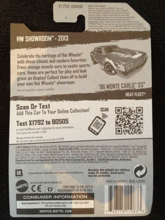 ’86 Monte Carlo SS - 2013 HW Showroom - Heat Fleat toy car collectible - Main Image 2